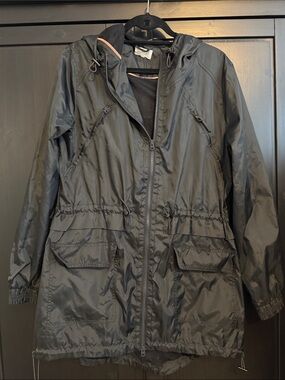 Lou & Grey Black Hooded Lightweight Trench Coat